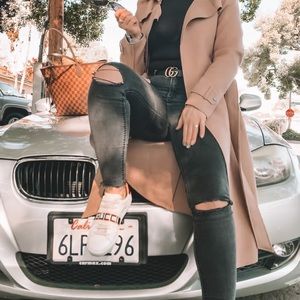 Zara High waisted jeans black with knee rips